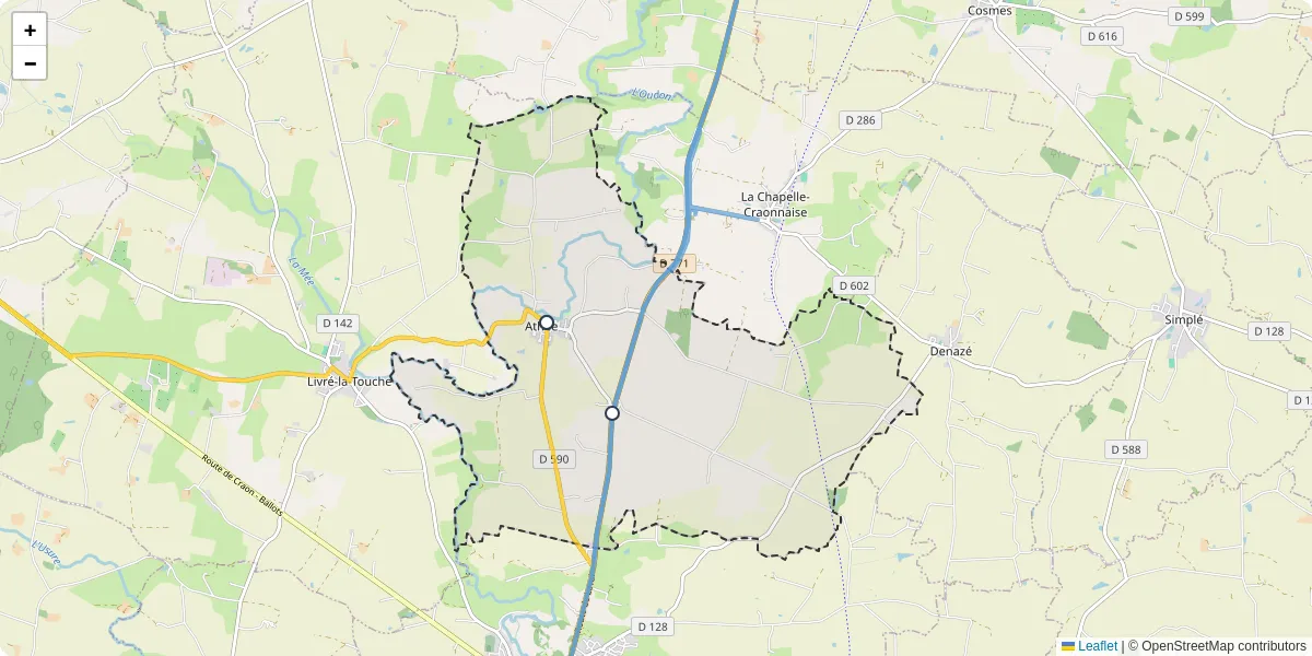 Carte du réseau de transport en commun à Athée - lignes de bus et arrêts