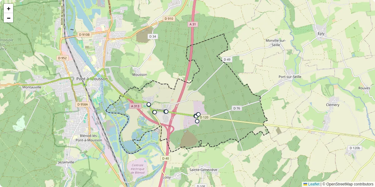 Carte du réseau de transport en commun à Atton - lignes de bus et arrêts