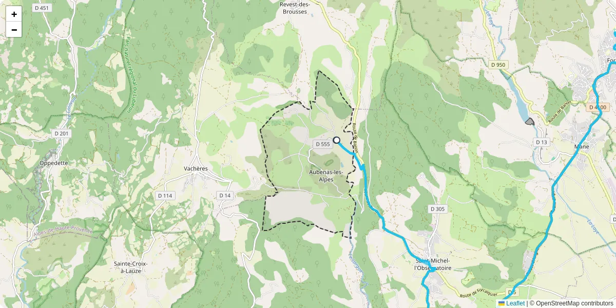 Carte du réseau de transport en commun à Aubenas-les-Alpes - lignes de bus et arrêts