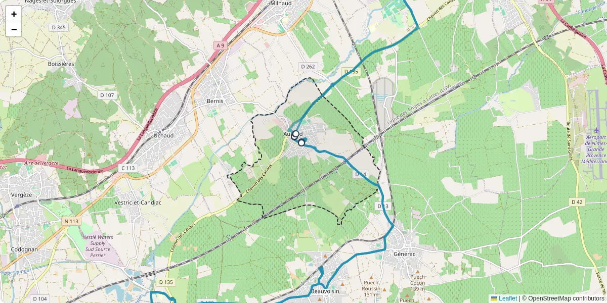 Carte du réseau de transport en commun à Aubord - lignes de bus et arrêts