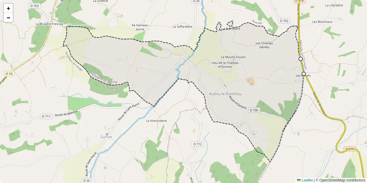 Carte du réseau de transport en commun à Aubry-le-Panthou - lignes de bus et arrêts