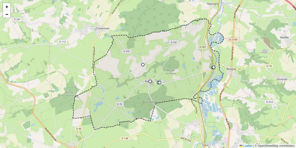 Carte du réseau de transport en commun à Audes - lignes de bus et arrêts