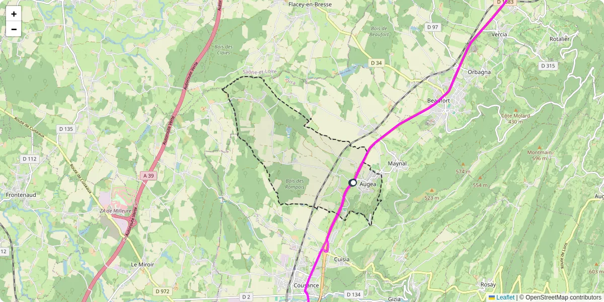 Carte du réseau de transport en commun à Augea - lignes de bus et arrêts