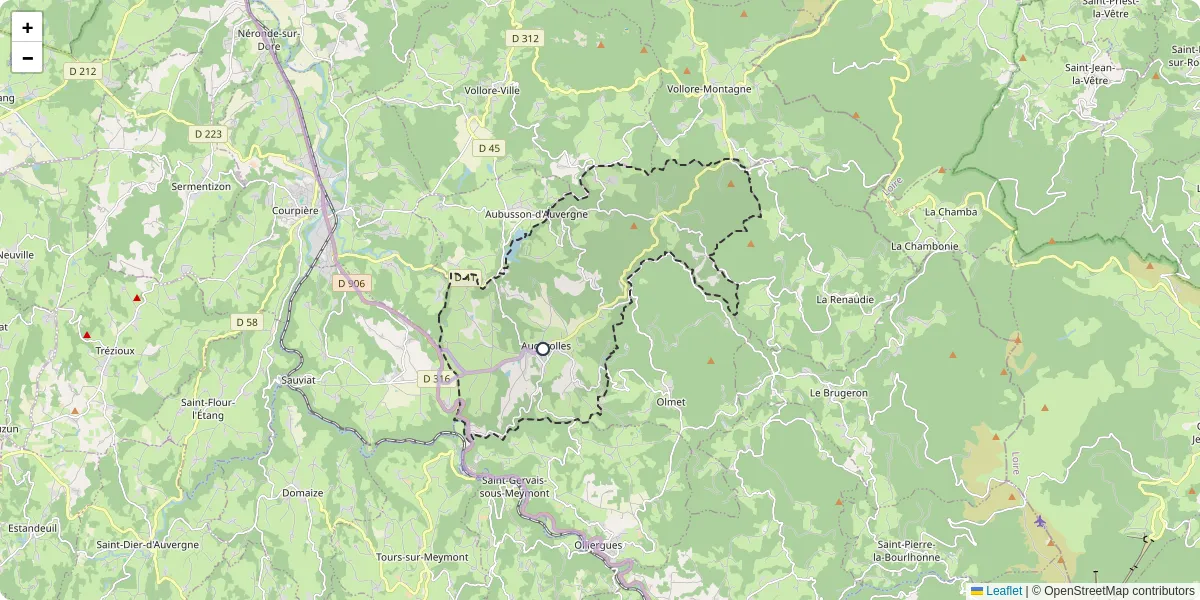Carte du réseau de transport en commun à Augerolles - lignes de bus et arrêts