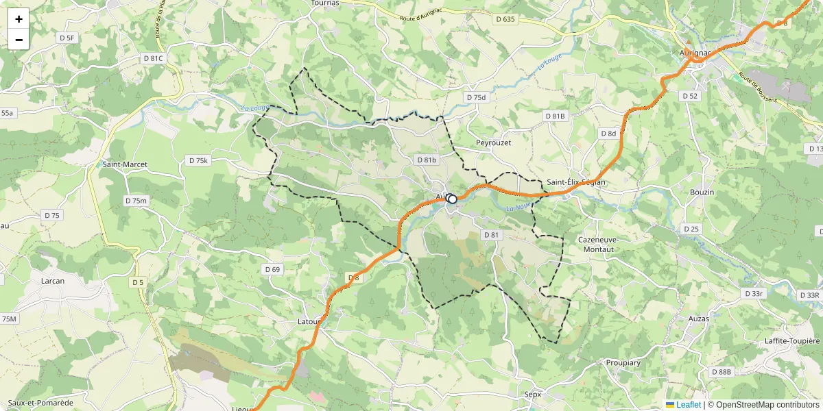Carte du réseau de transport en commun à Aulon - lignes de bus et arrêts