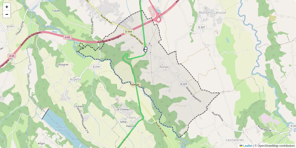 Carte du réseau de transport en commun à Auriac - lignes de bus et arrêts