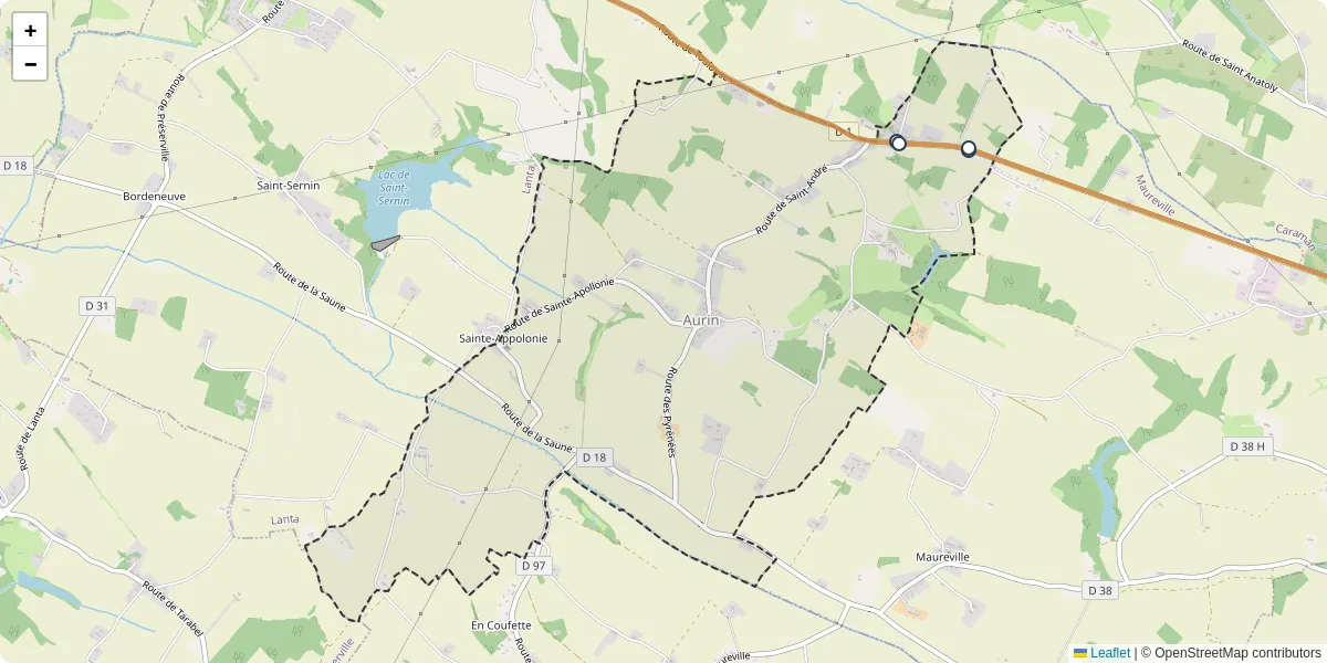 Carte du réseau de transport en commun à Aurin - lignes de bus et arrêts
