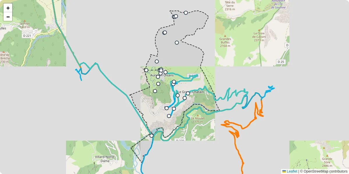 Carte du réseau de transport en commun à Auris - lignes de bus et arrêts