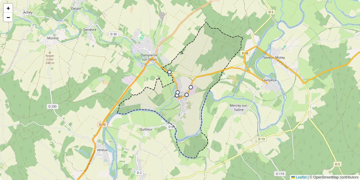 Carte du réseau de transport en commun à Autet - lignes de bus et arrêts
