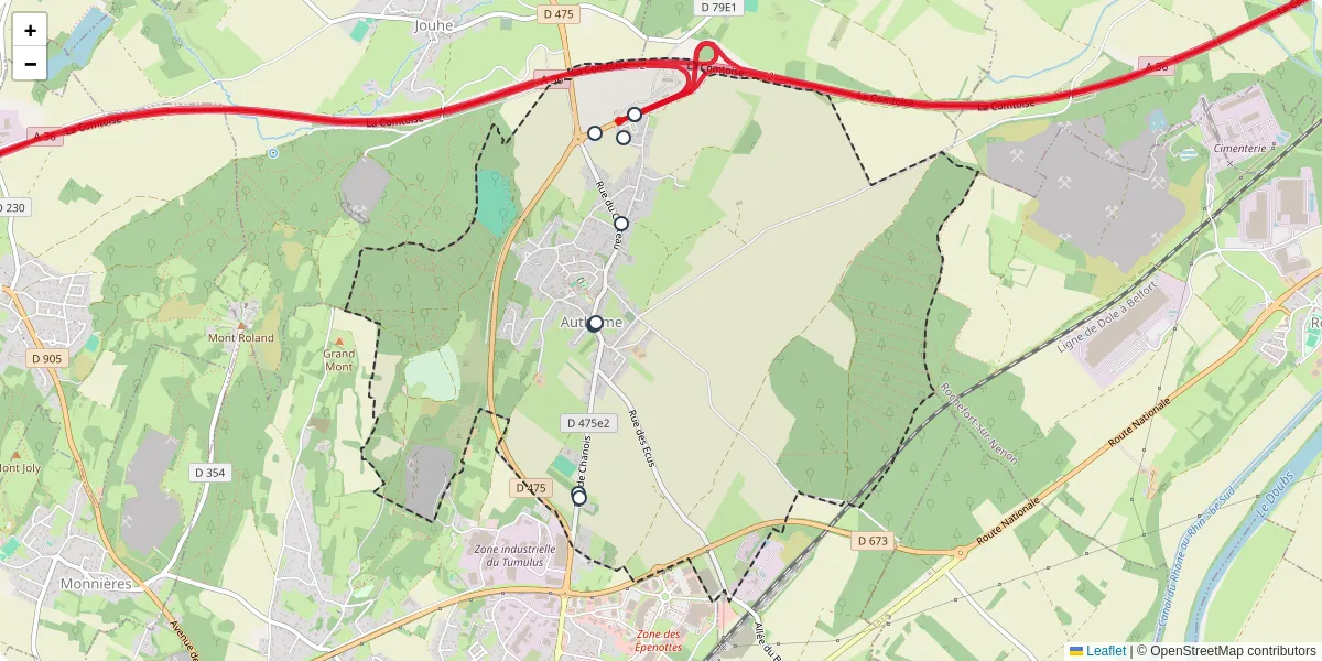 Carte du réseau de transport en commun à Authume - lignes de bus et arrêts