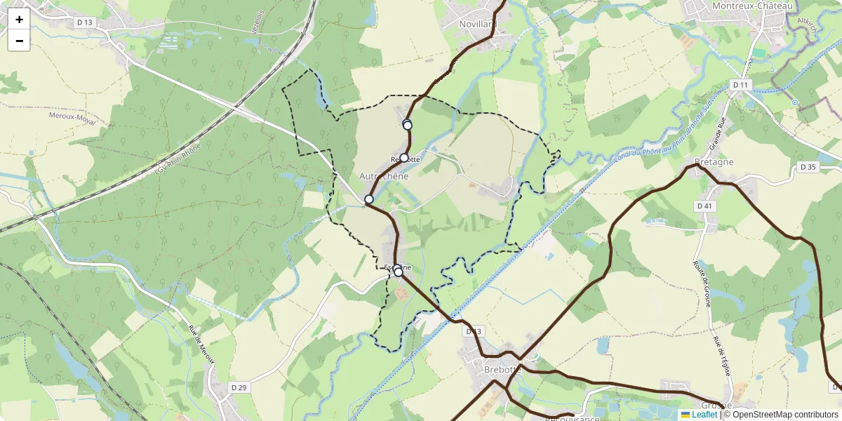 Carte du réseau de transport en commun à Autrechêne - lignes de bus et arrêts