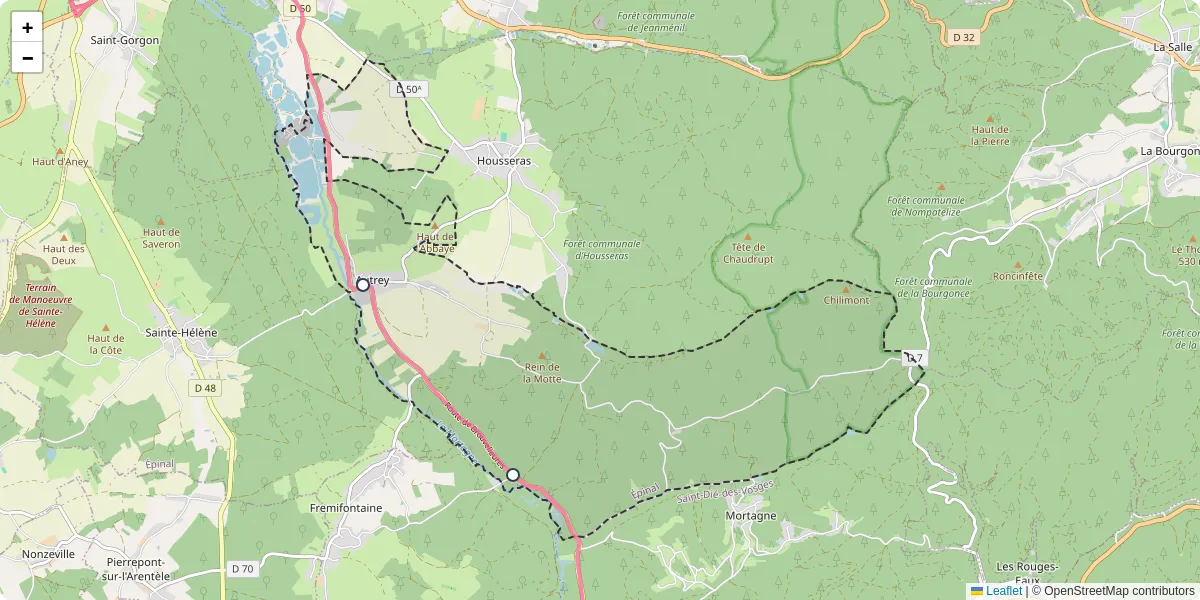 Carte du réseau de transport en commun à Autrey - lignes de bus et arrêts
