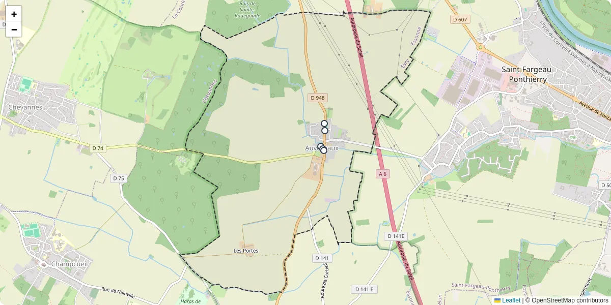 Carte du réseau de transport en commun à Auvernaux - lignes de bus et arrêts