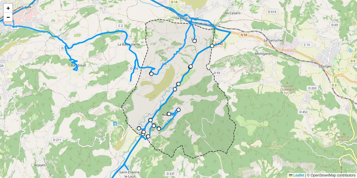Carte du réseau de transport en commun à Avançon - lignes de bus et arrêts