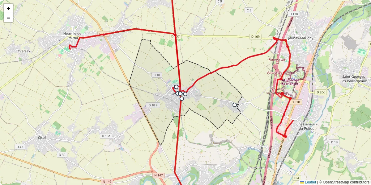 Carte du réseau de transport en commun à Avanton - lignes de bus et arrêts