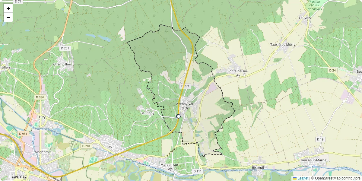 Carte du réseau de transport en commun à Avenay-Val-d'Or - lignes de bus et arrêts