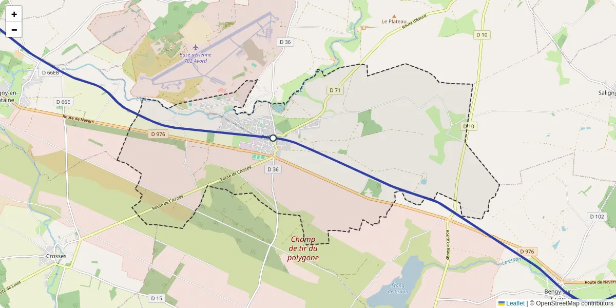 Carte du réseau de transport en commun à Avord - lignes de bus et arrêts