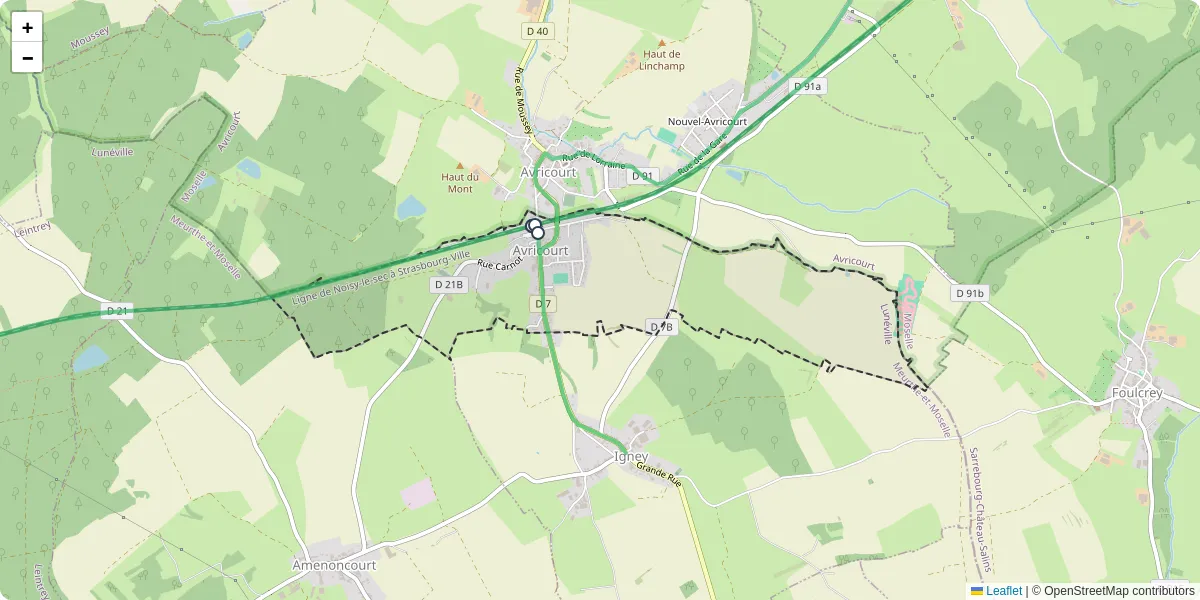 Carte du réseau de transport en commun à Avricourt - lignes de bus et arrêts
