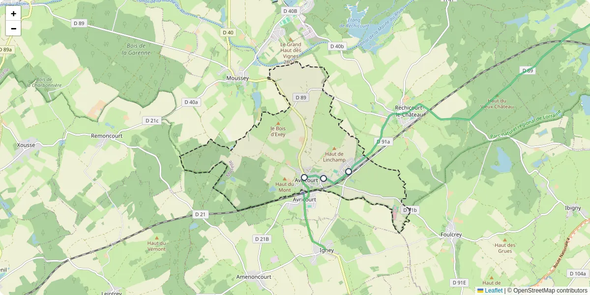 Carte du réseau de transport en commun à Avricourt - lignes de bus et arrêts