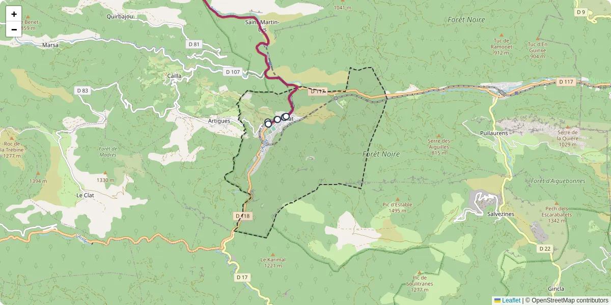 Carte du réseau de transport en commun à Axat - lignes de bus et arrêts