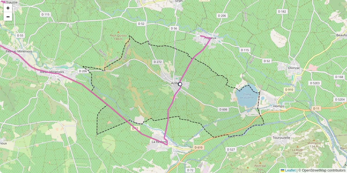 Carte du réseau de transport en commun à Azille - lignes de bus et arrêts