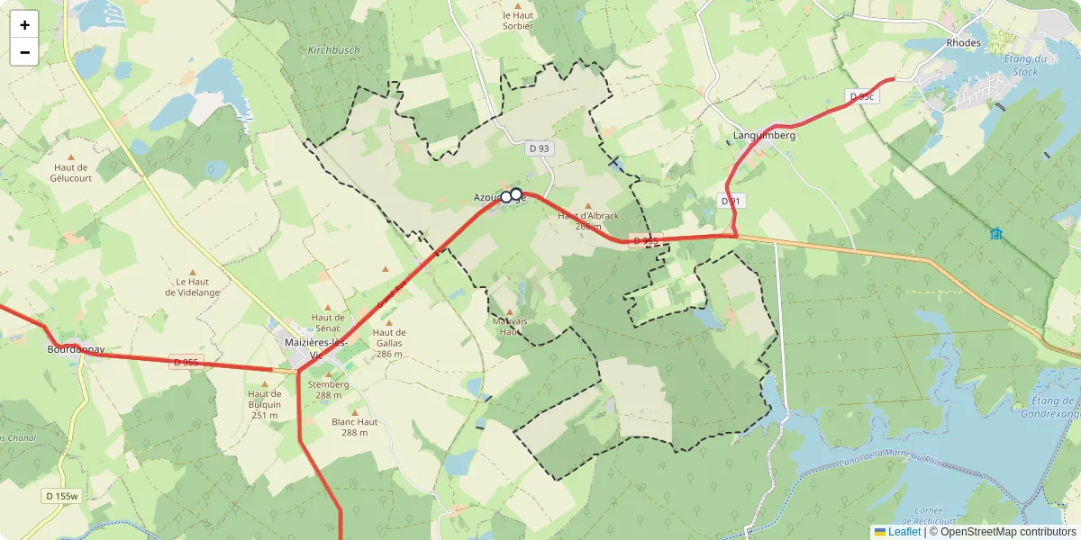 Carte du réseau de transport en commun à Azoudange - lignes de bus et arrêts