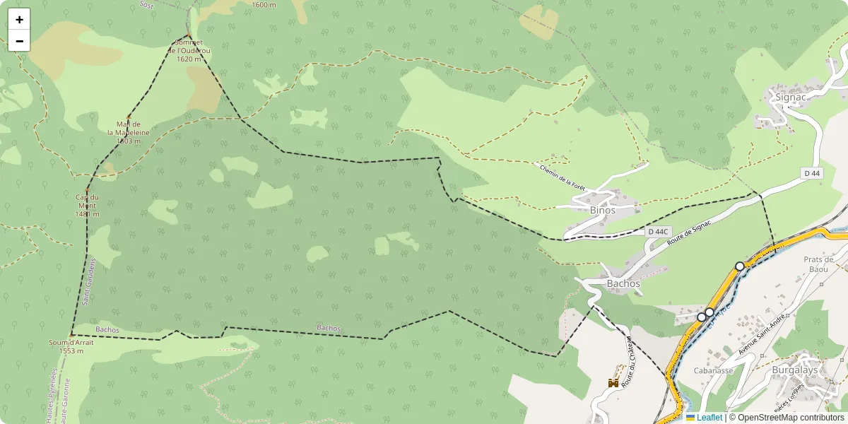 Carte du réseau de transport en commun à Bachos - lignes de bus et arrêts