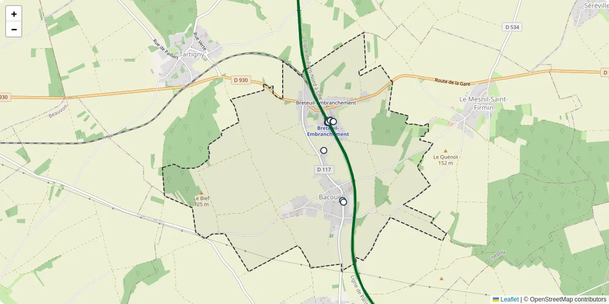 Carte du réseau de transport en commun à Bacouël - lignes de bus et arrêts