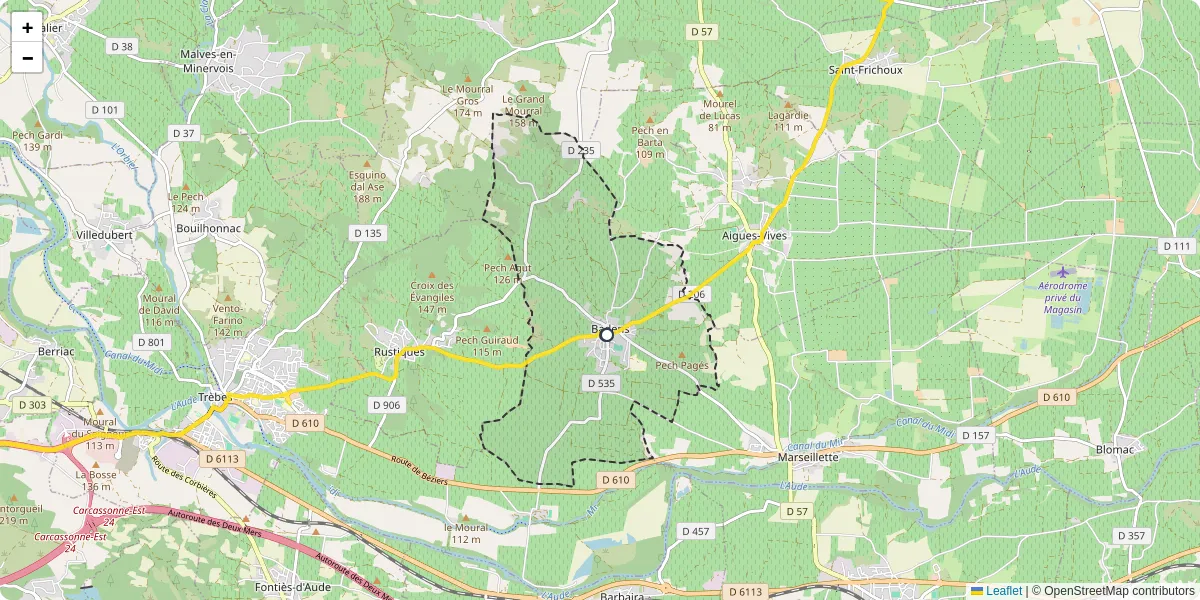 Carte du réseau de transport en commun à Badens - lignes de bus et arrêts
