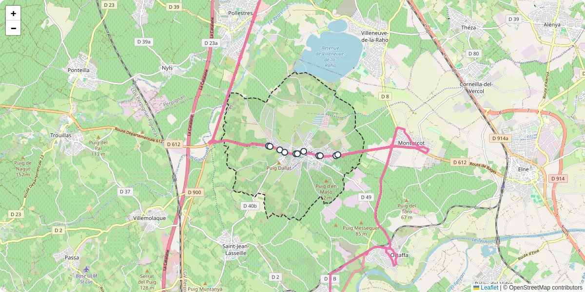 Carte du réseau de transport en commun à Bages - lignes de bus et arrêts