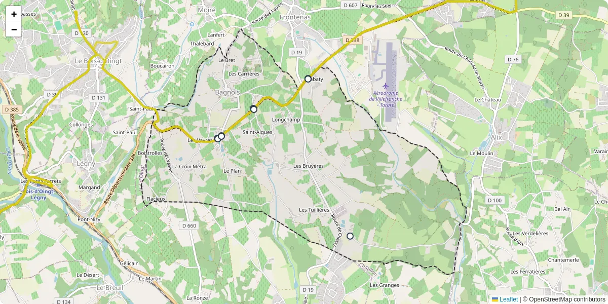 Carte du réseau de transport en commun à Bagnols - lignes de bus et arrêts