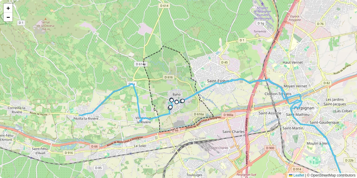 Carte du réseau de transport en commun à Baho - lignes de bus et arrêts