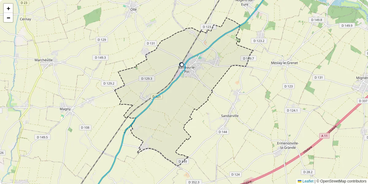 Carte du réseau de transport en commun à Bailleau-le-Pin - lignes de bus et arrêts