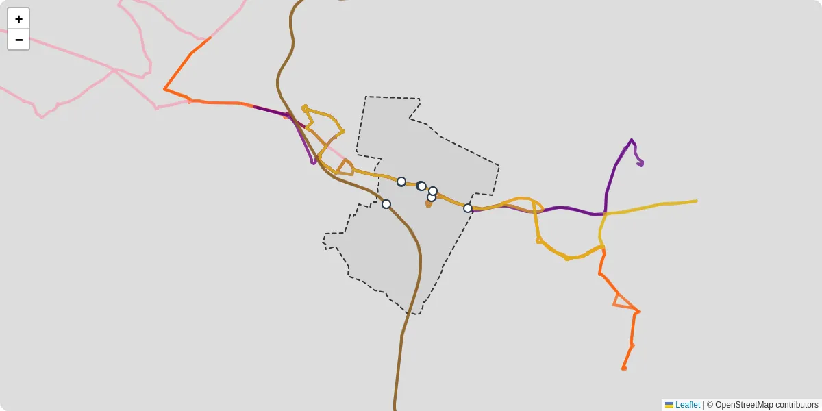 Carte du réseau de transport en commun à Bailly - lignes de bus et arrêts