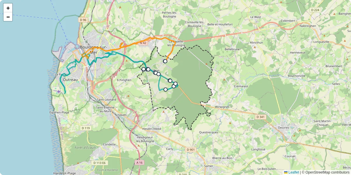Carte du réseau de transport en commun à Baincthun - lignes de bus et arrêts
