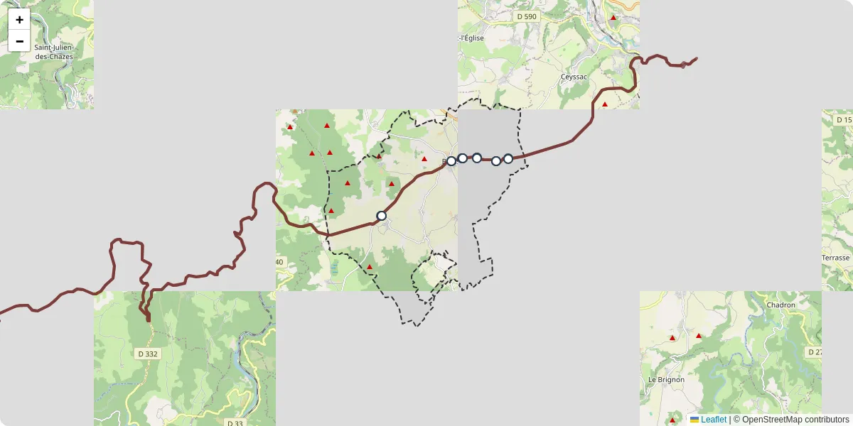 Carte du réseau de transport en commun à Bains - lignes de bus et arrêts