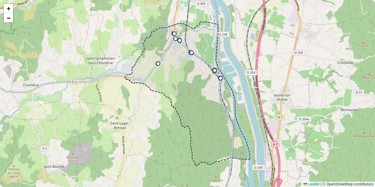 Carte du réseau de transport en commun à Baix - lignes de bus et arrêts