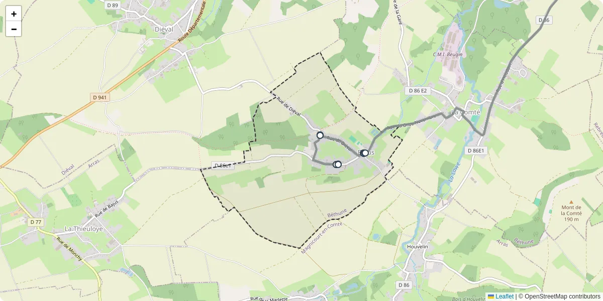 Carte du réseau de transport en commun à Bajus - lignes de bus et arrêts