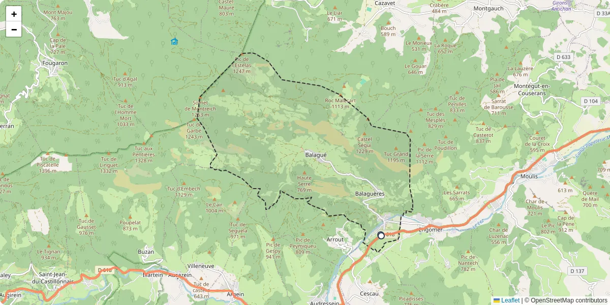 Carte du réseau de transport en commun à Balaguères - lignes de bus et arrêts