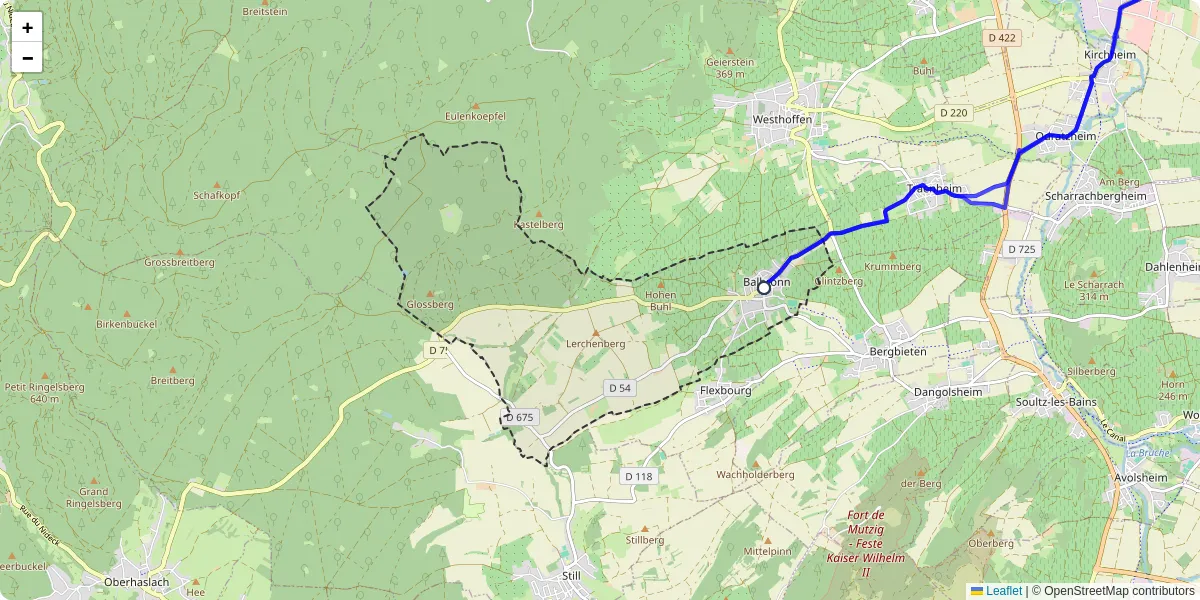 Carte du réseau de transport en commun à Balbronn - lignes de bus et arrêts