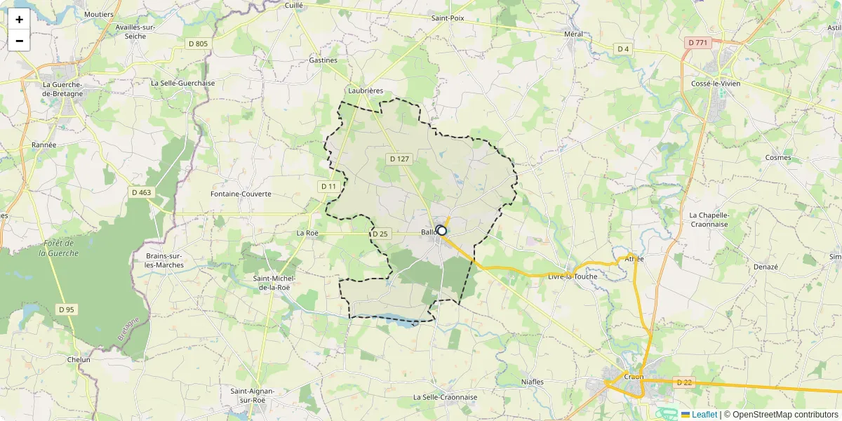 Carte du réseau de transport en commun à Ballots - lignes de bus et arrêts