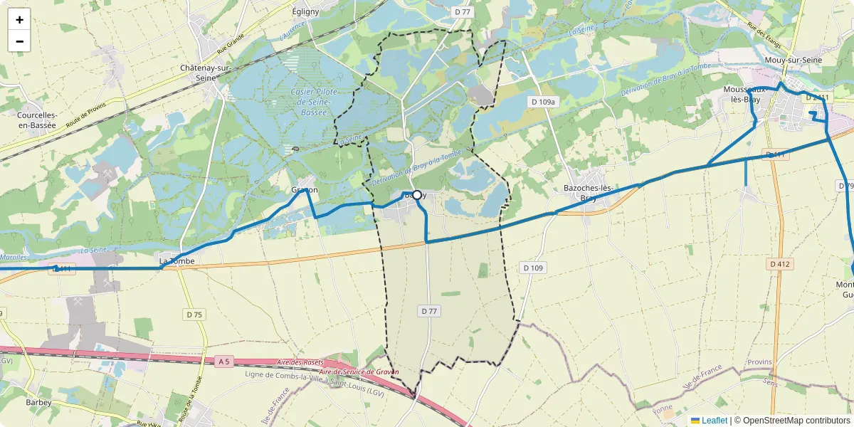 Carte du réseau de transport en commun à Balloy - lignes de bus et arrêts