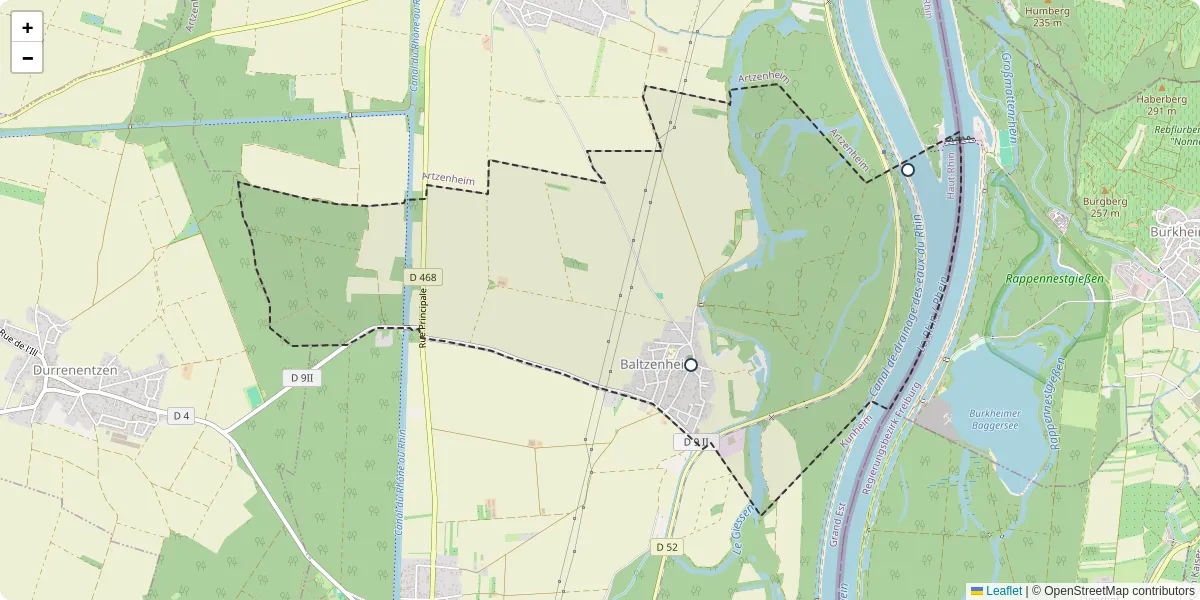 Carte du réseau de transport en commun à Baltzenheim - lignes de bus et arrêts