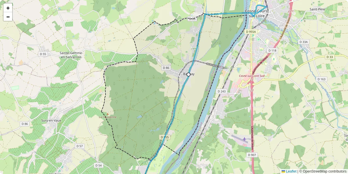 Carte du réseau de transport en commun à Bannay - lignes de bus et arrêts