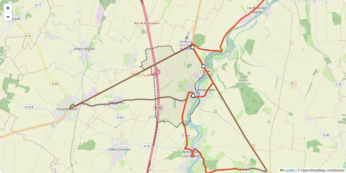 Carte du réseau de transport en commun à Banteux - lignes de bus et arrêts