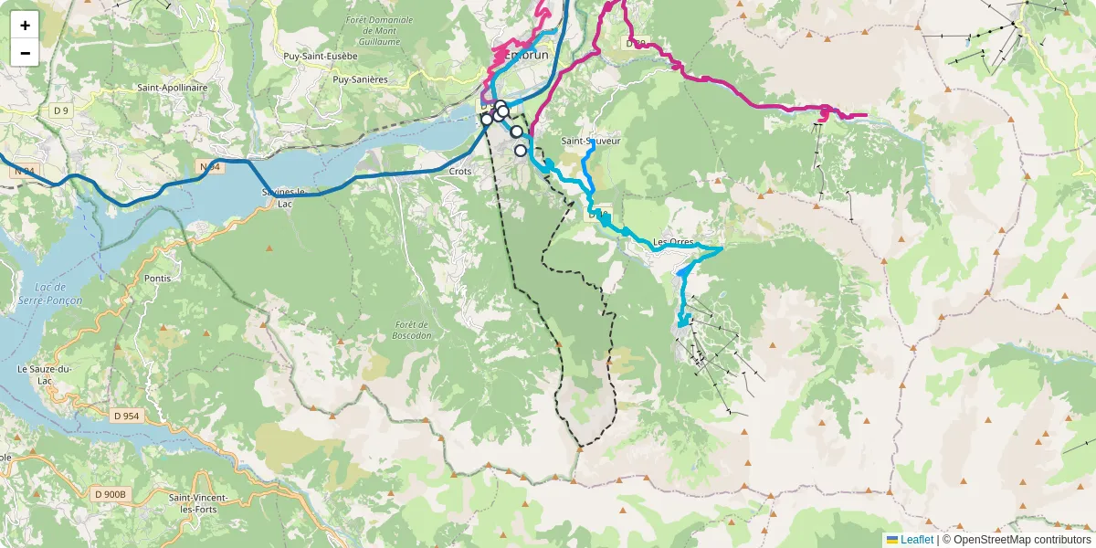 Carte du réseau de transport en commun à Baratier - lignes de bus et arrêts