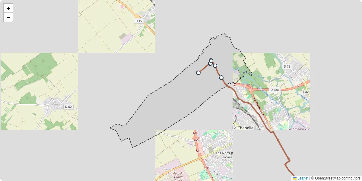 Carte du réseau de transport en commun à Barberey-Saint-Sulpice - lignes de bus et arrêts