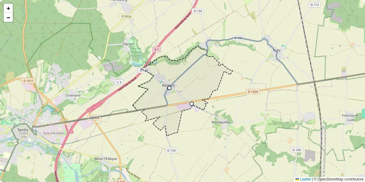 Carte du réseau de transport en commun à Barbery - lignes de bus et arrêts