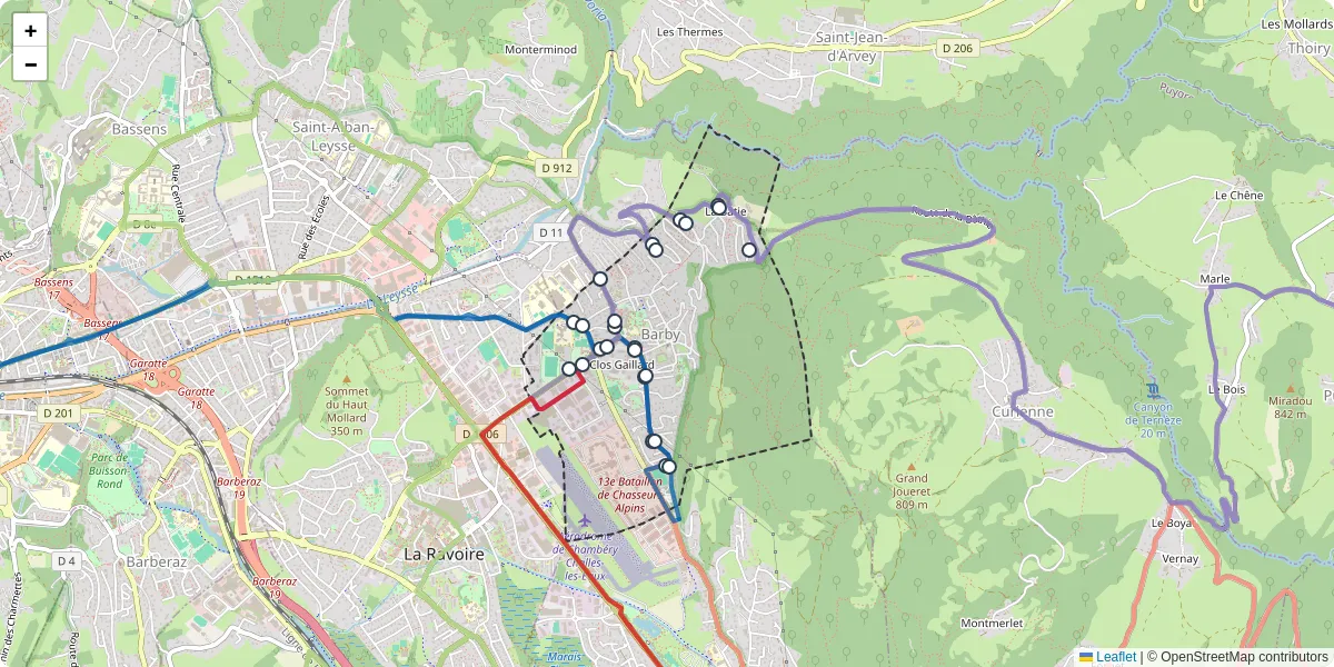 Carte du réseau de transport en commun à Barby - lignes de bus et arrêts