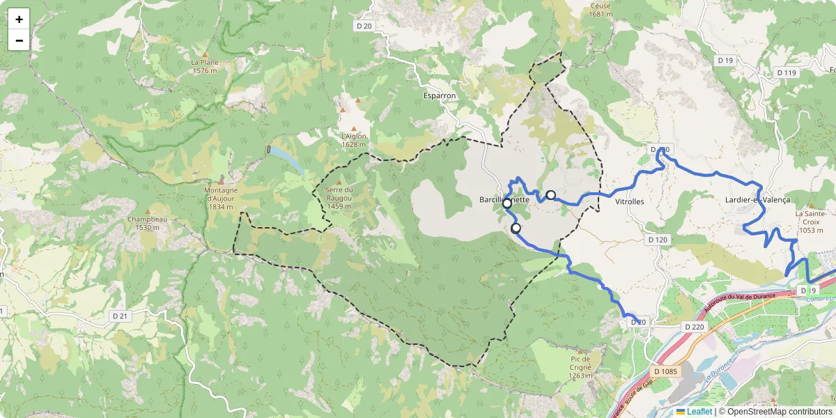 Carte du réseau de transport en commun à Barcillonnette - lignes de bus et arrêts